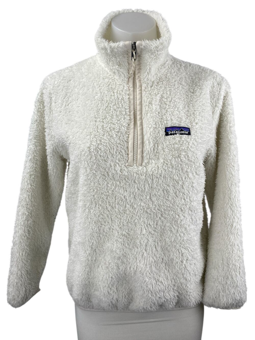 Patagonia Los Gatos Women's White Fleece 1/4 Zip Long Sleeve Sweater Top Sz XXS